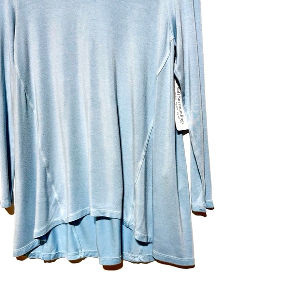 Soft Surroundings Sublime Long Sleeves Plunge Neck T-Shirt In Glacier Blue PXS - Picture 5 of 11